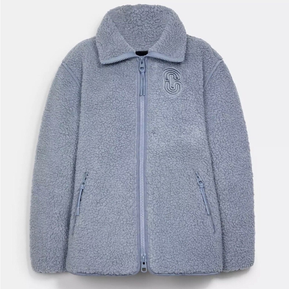 Coach Sherpa Zip Up Warm Jacket Twilight Size M
